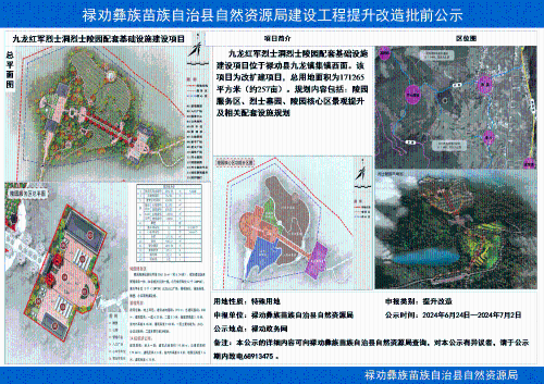 九龙红军烈士洞烈士陵园配套基础设施建设项目修建性详细规划审批公示