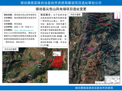禄劝县尖包山风电场项目选址变更公示