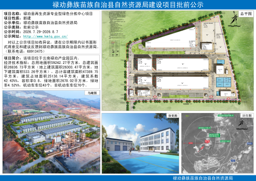 禄劝县再生资源专业型绿色分拣中心项目建设工程规划设计方案批前公示